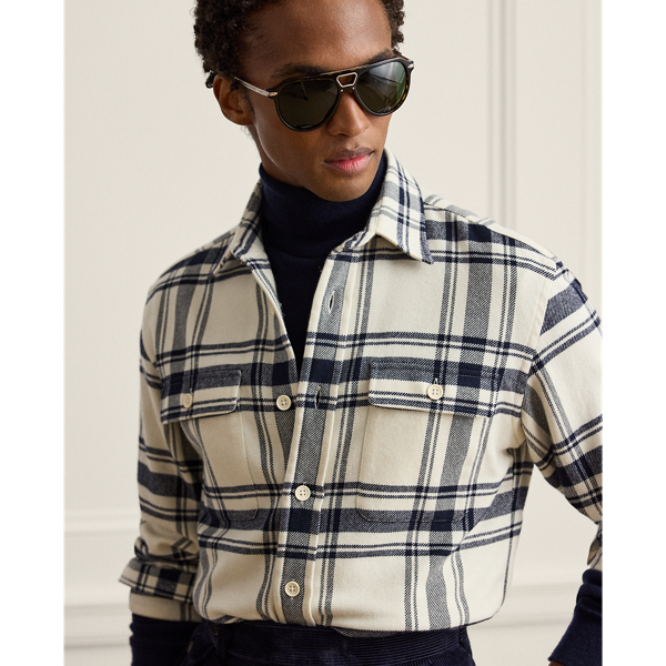 Plaid Cashmere-Cotton Shirt