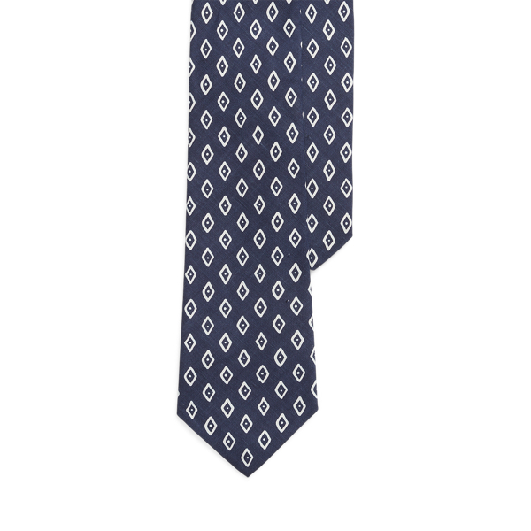 Diamond-Print Linen-Silk Tie 