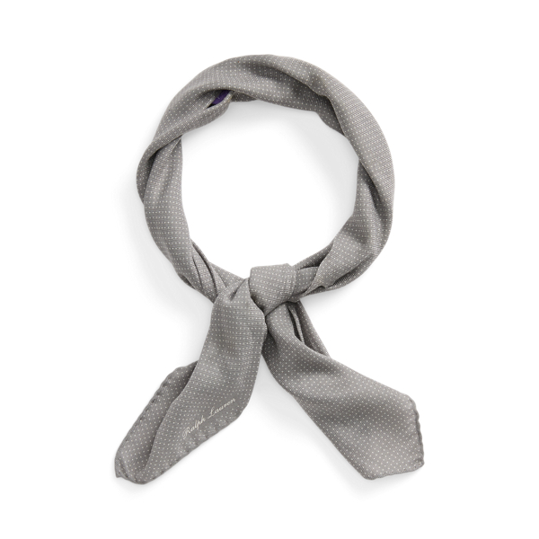 Grey Pin Dot Cashmere-Silk Neckerchief Purple Label 1