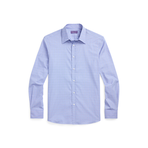 Blue Mini-Glen Plaid Twill Shirt Purple Label 1