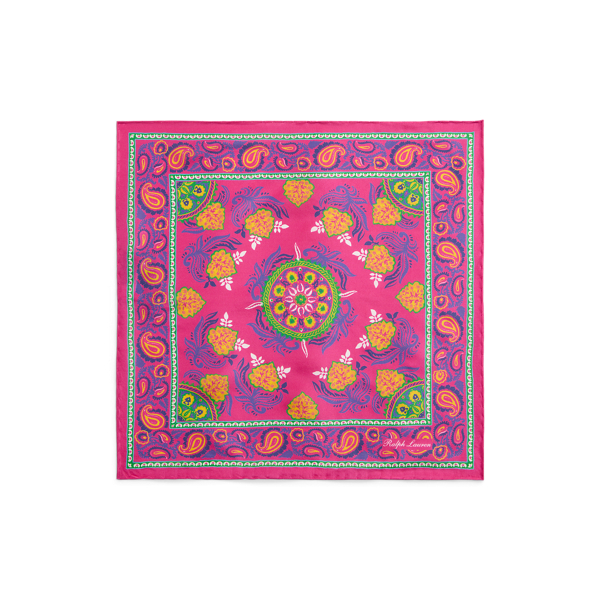 Lilac Rose Print Silk Pocket Square Purple Label 2