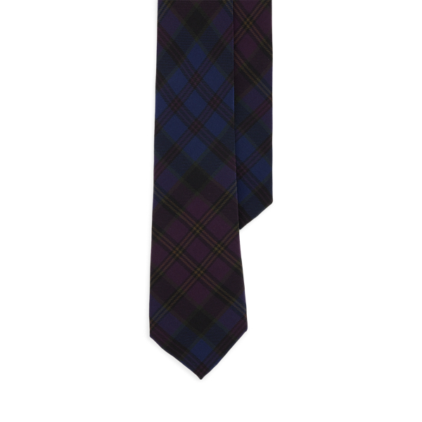 Purple Plaid-Print Silk Tie  Purple Label 1