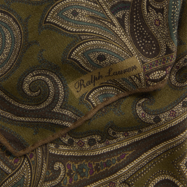 Foulard cachemire soie motif cachemire Purple Label en Sauge multi 3