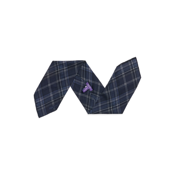 Kariertes Seidenhalstuch mit Kaschmir Purple Label in Navy 2