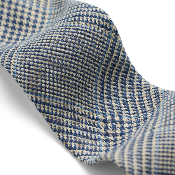 Krawatte aus Glencheck-Leinen Purple Label in Navy/Creme mit Blau 3