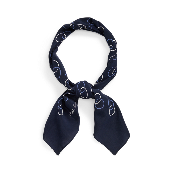 Navy Gemustertes Halstuch aus Seidencrêpe Purple Label 1
