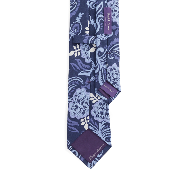 Navy Multi/tonal Paisley-Print Silk Tie Purple Label 2