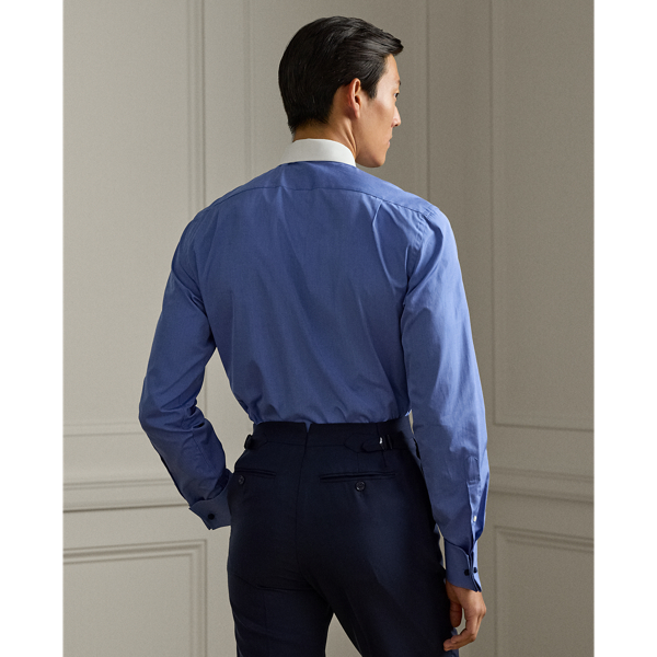 Deep Blue End-on-End French Cuff Shirt Purple Label 5