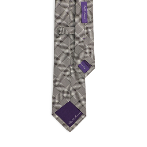 Мужской галстук Ralph Lauren Glen Plaid Silk Tie, цвет: Чёрный / Кремовый