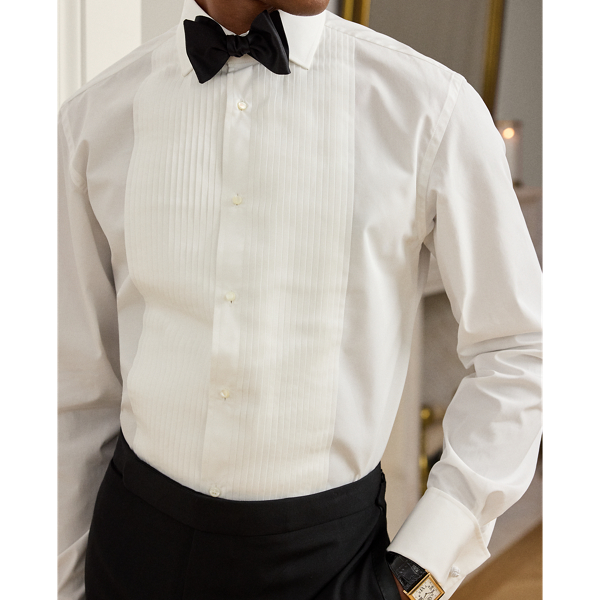 Pleated-Bib French Cuff Tuxedo Shirt
