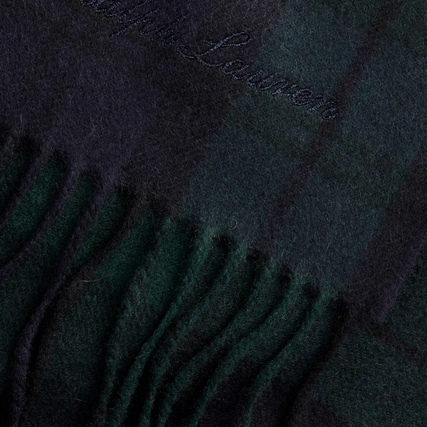 Plaid Cashmere Fringe Scarf
