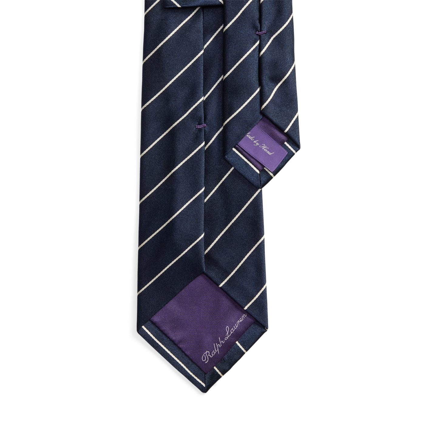 Мужской галстук Ralph Lauren Striped Silk Satin Tie, цвет: Тёмный тёмно-синий — фото 1