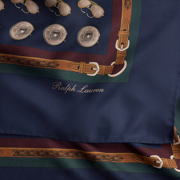 Seidentuch mit Automotiv-Druck Purple Label in Navy multi 3