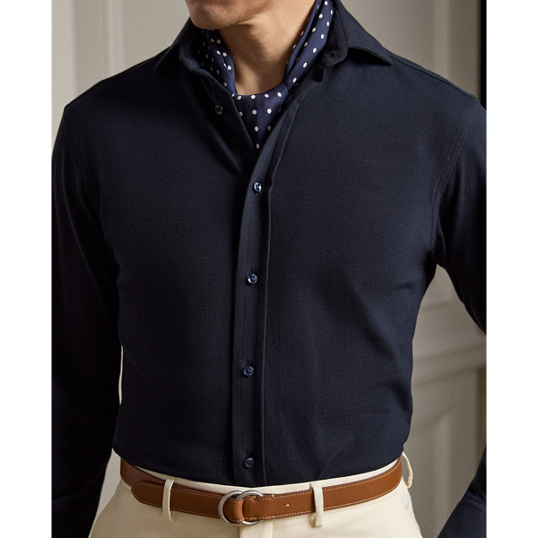 Classic Chairman Navy Knit Oxford Shirt Purple Label 6