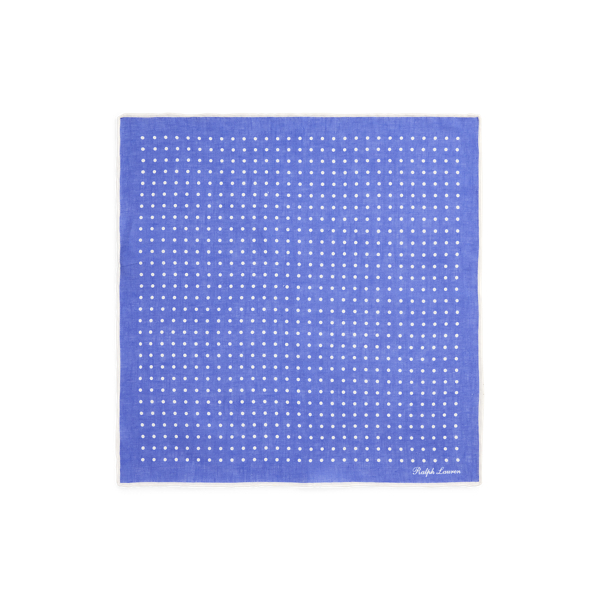 Royal Blue Dot-Print Linen Pocket Square Purple Label 2