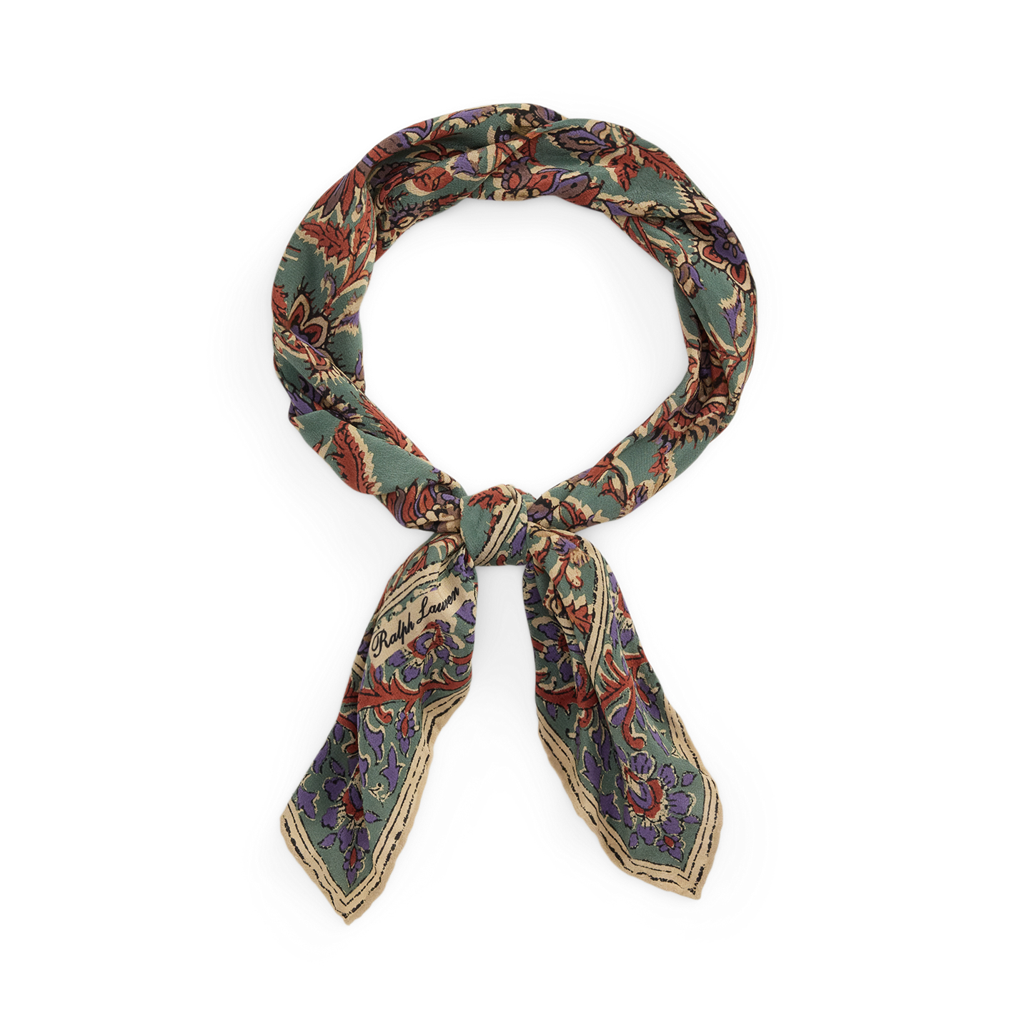 Мужские платки Ralph Lauren Paisley Silk Crepe Neckerchief, цвет: Зелёный — фото 2