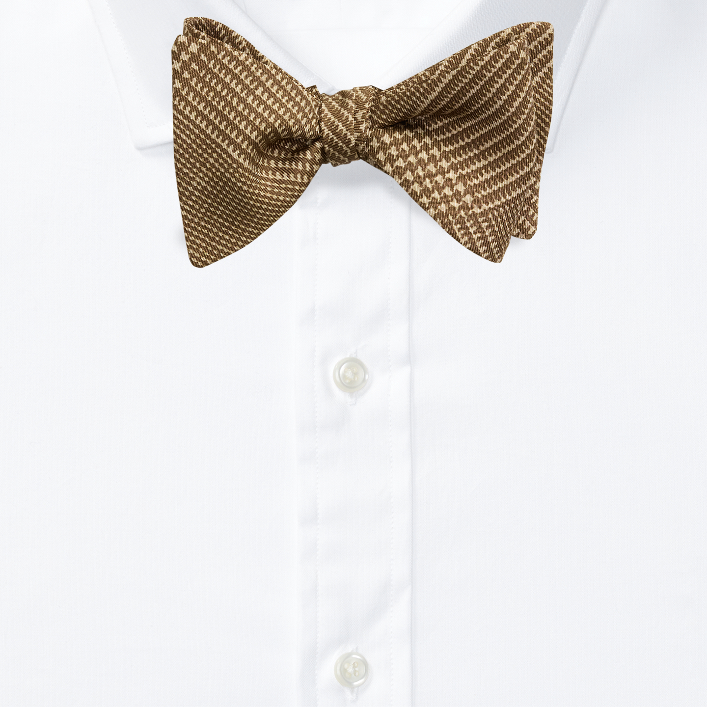 Мужской галстук-бабочка Ralph Lauren Glen Plaid Silk Bow Tie, цвет: Коричневый / Верблюжий — фото 1
