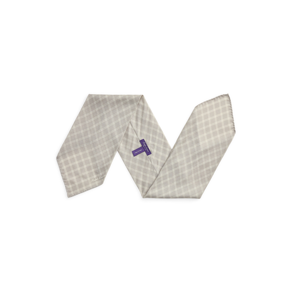 Pearl Grey Windowpane Cashmere-Silk Neckerchief Purple Label 2