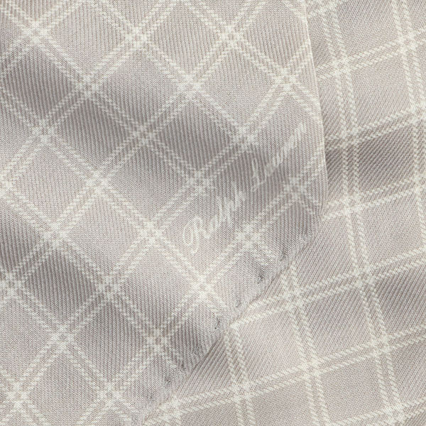 Pearl Grey Windowpane Cashmere-Silk Neckerchief Purple Label 3
