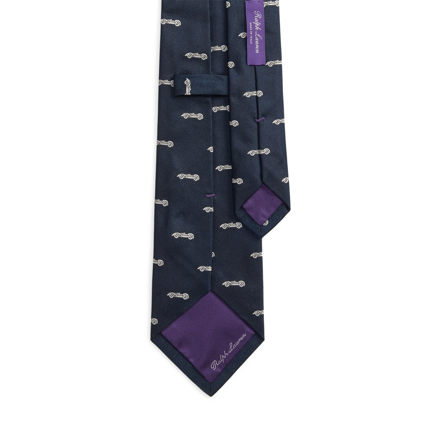 Мужской галстук Ralph Lauren Automobile-Patterned Silk Tie, цвет: Тёмно-синий — фото 1