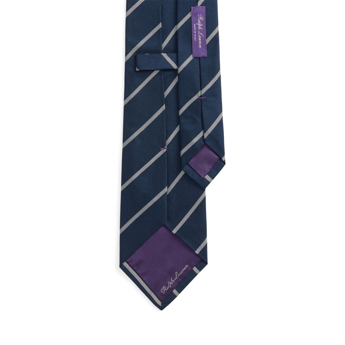Мужские галстуки Ralph Lauren Striped Silk Tie, цвет: Тёмно-синий / Серебряный — фото 1