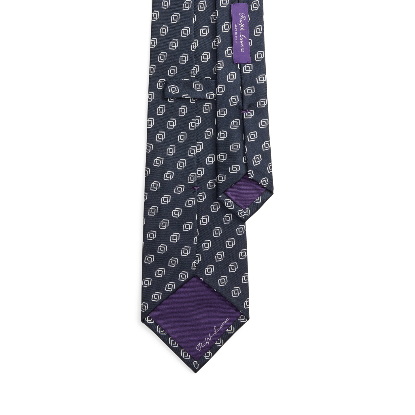 Мужской галстук Ralph Lauren Linked-Cubes Silk Twill Tie, цвет: Тёмно-синий — фото 1
