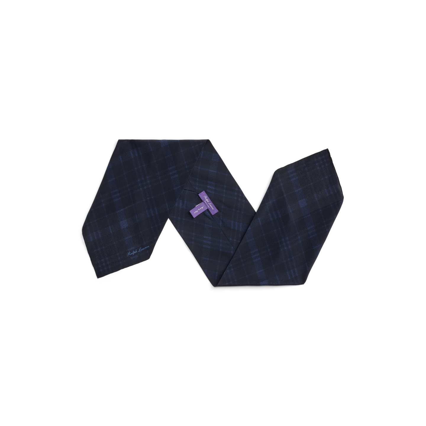 Мужские перчатки Ralph Lauren Tonal Plaid Silk Crepe Neckerchief, цвет: Тёмно-синий — фото 2