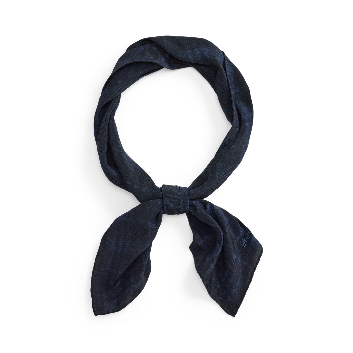 Мужские перчатки Ralph Lauren Tonal Plaid Silk Crepe Neckerchief, цвет: Тёмно-синий — фото 3