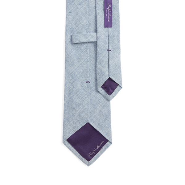 Cravate en lin m&eacute;lang&eacute; d&eacute;lav&eacute; Purple Label en Bleu Winward 2