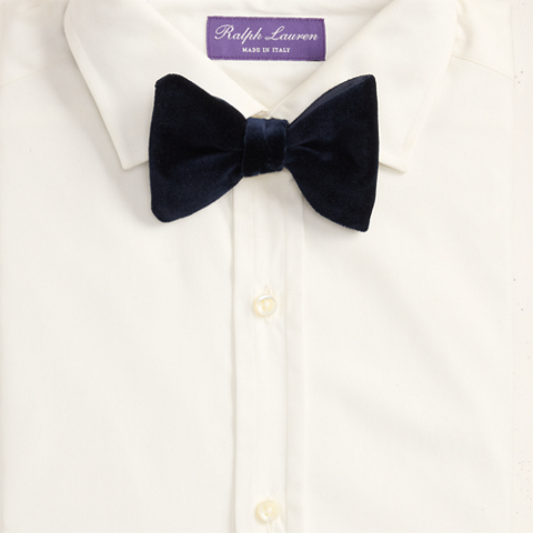 Мужской галстук-бабочка Ralph Lauren Velvet & Peau de Soie Bow Tie, цвет: Полуночный тёмно-синий