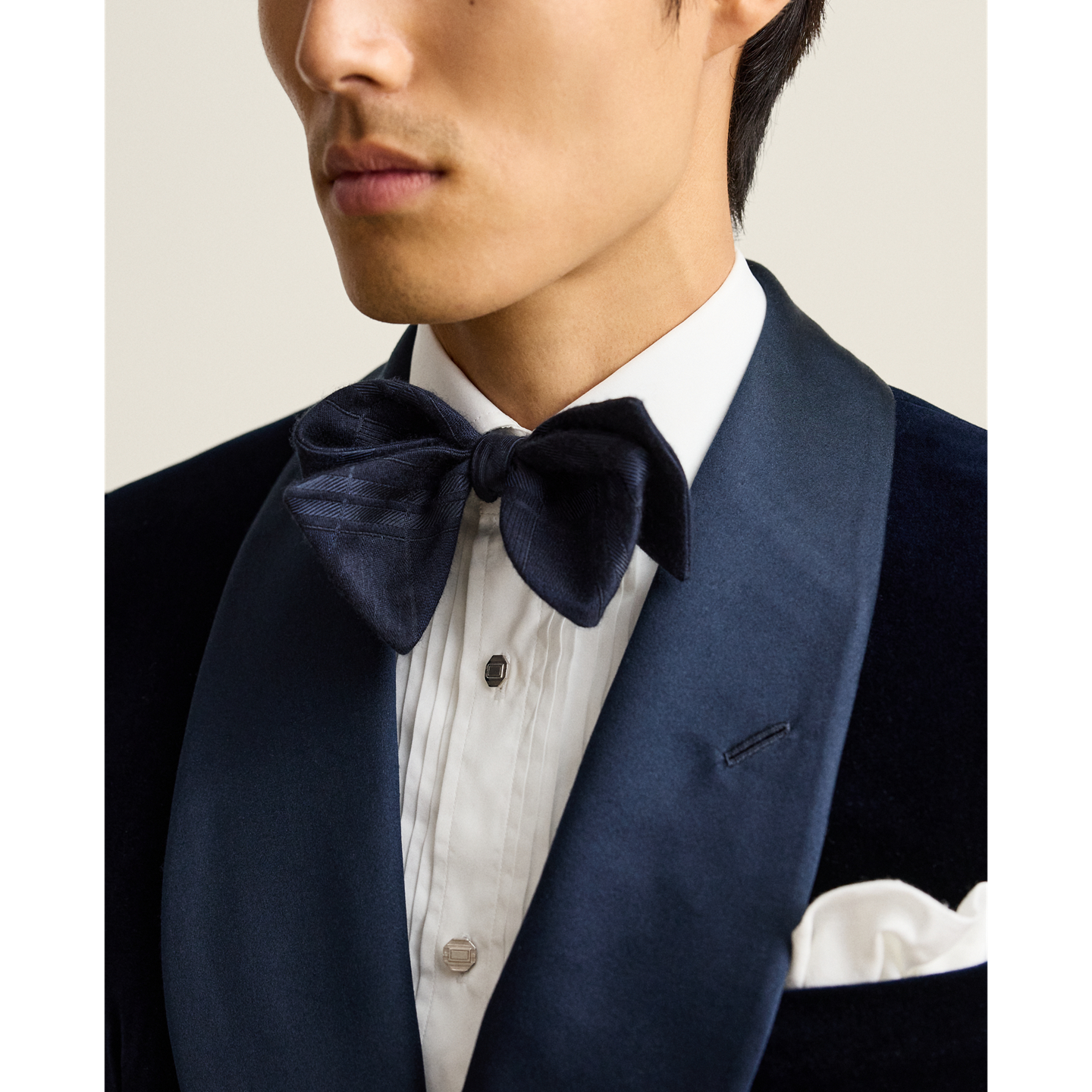 Мужской галстук-бабочка Ralph Lauren Plaid Silk-Cashmere Bow Tie, цвет: Тёмно-синий — фото 3