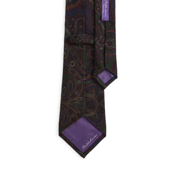 Navy Multi Paisley Wool-Silk Tie Purple Label 2