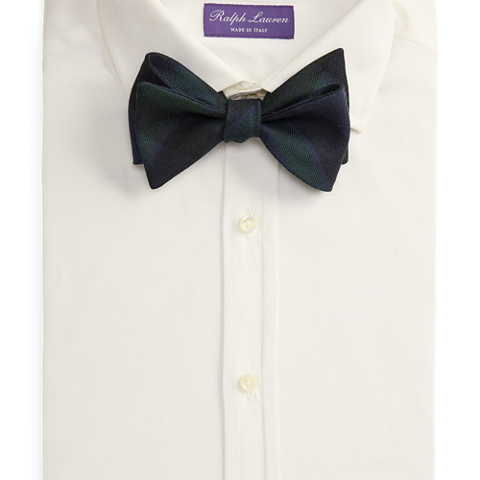 Мужской галстук-бабочка Ralph Lauren Plaid-Print Cashmere-Silk Bow Tie, цвет: Тёмно-синий / Зелёный