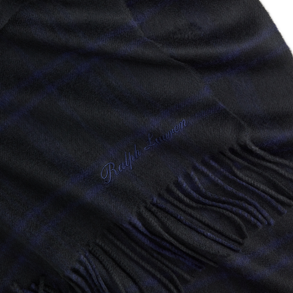 Tonal Plaid Cashmere Fringe Scarf