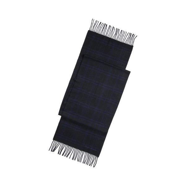 Tonal Plaid Cashmere Fringe Scarf