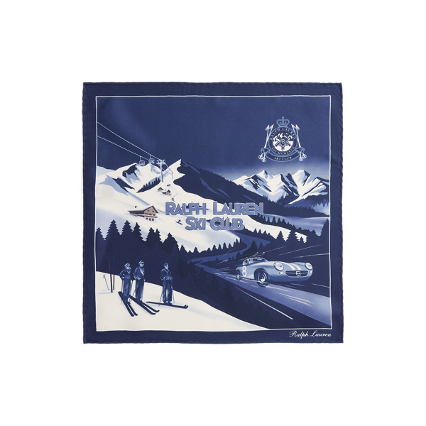 Blue Multi Ski-Print Silk Pocket Square Purple Label 2
