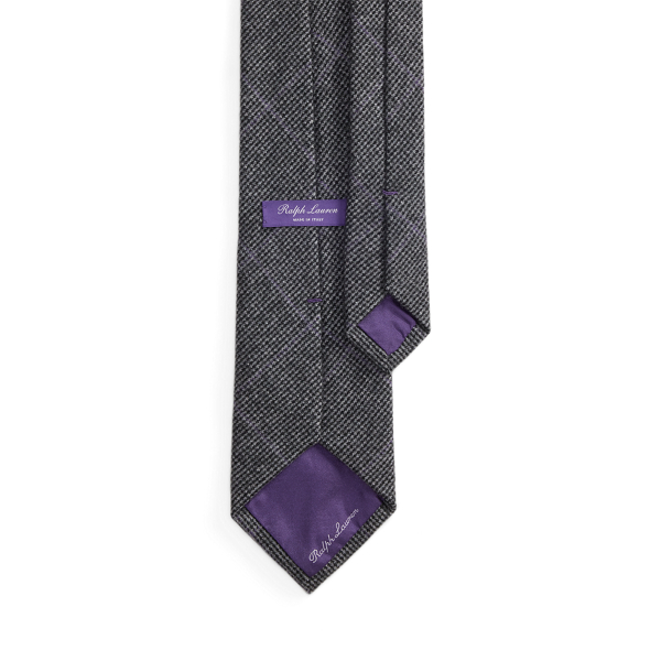 Medium Grey Multi Mini-Tick-Weave Wool-Cashmere Tie Purple Label 2