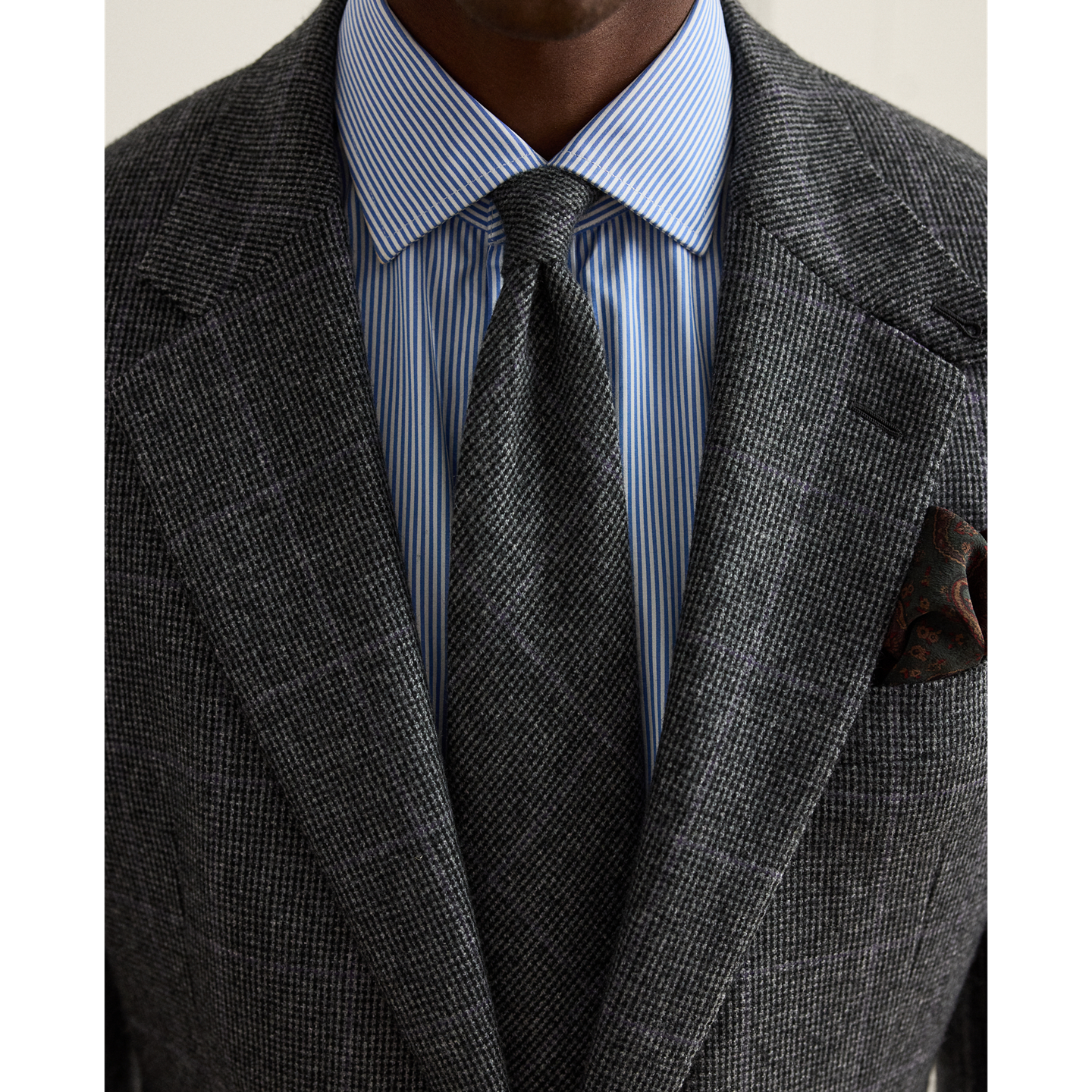Мужские галстуки Ralph Lauren Mini-Tick-Weave Wool-Cashmere Tie, цвет: Средний серый разноцветный — фото 3