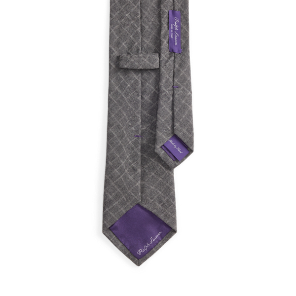 Medium Grey Melange Tattersall Flannel Tie Purple Label 2