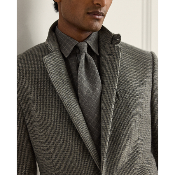 Medium Grey Melange Tattersall Flannel Tie Purple Label 4
