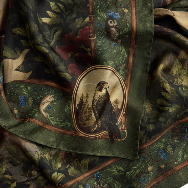 Stag-Print Silk Twill Square Scarf