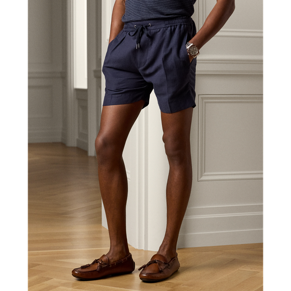 Classic Chairman Navy Silk-Linen Drawstring Short Purple Label 4