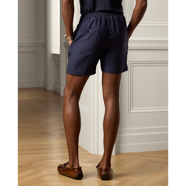 Classic Chairman Navy Silk-Linen Drawstring Short Purple Label 5