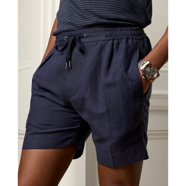 Classic Chairman Navy Silk-Linen Drawstring Short Purple Label 6