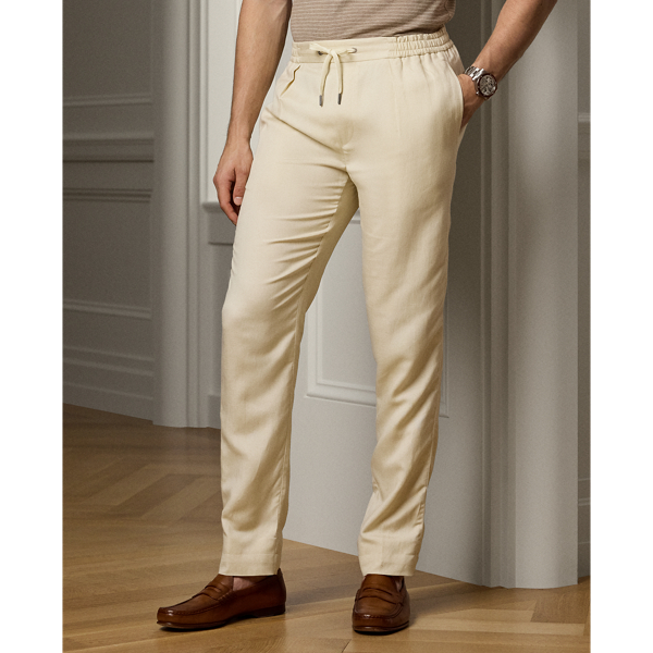 Handgeschneiderte Seiden-Leinen-Hose Purple Label in Kalkstein 4