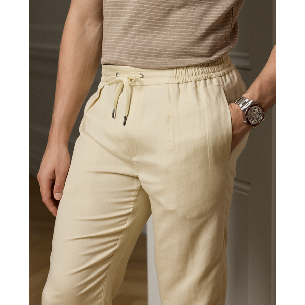 Handgeschneiderte Seiden-Leinen-Hose Purple Label in Kalkstein 6