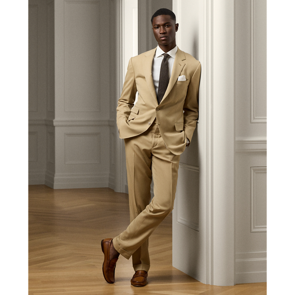 Tan Gregory Hand-Tailored Wool Suit Trouser Purple Label 1