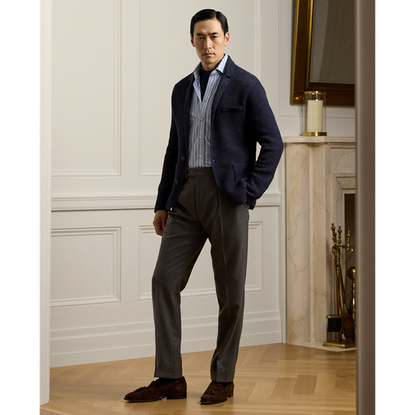 Grey flannel trousers navy blazer shop