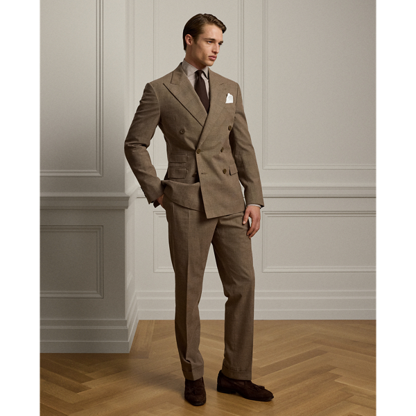 Camel/Brown Kent Hand-Tailored Glen Plaid Suit Purple Label 1