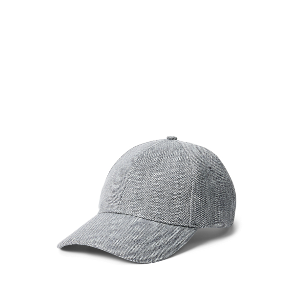 Light Grey Multi Linen-Blend Twill Ball Cap Purple Label 1